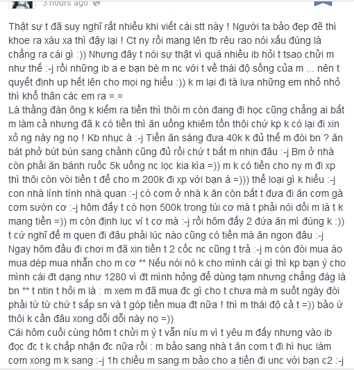 Nữ sinh Hà Nội tố bạn trai cũ suốt ngày xin tiền và ăn bám hình 1